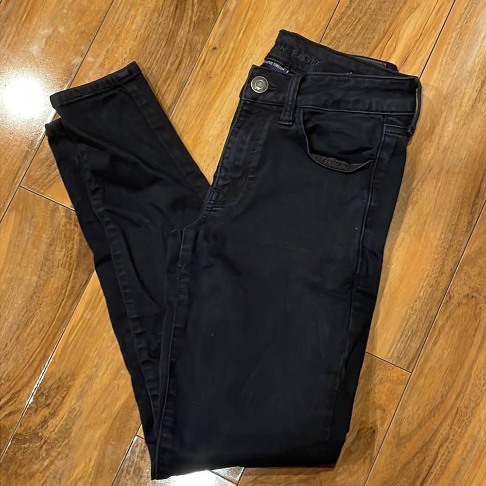 American eagle next level stretch black jeans, size 6 long